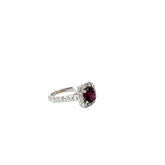 18k White Gold  1.76ct Cushion Rhodolite Garnet  and .75CT G VS2 Round Diamond Ring Certified By GIA#2235020105